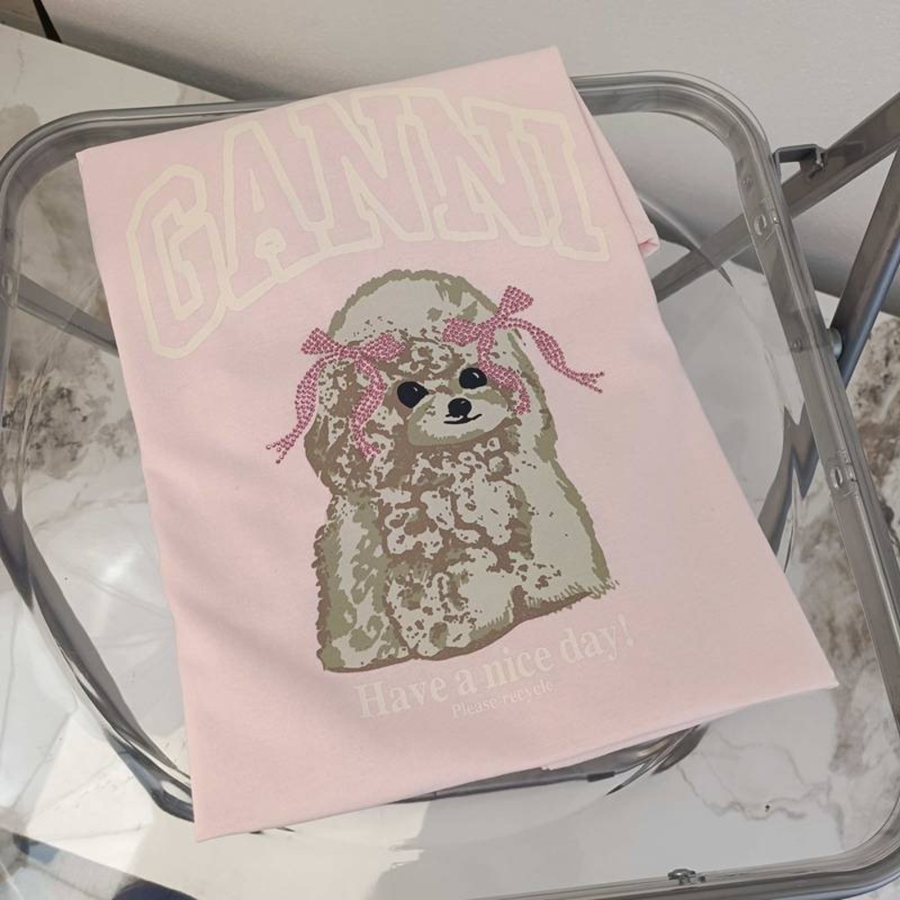 Ganni Pink Short Sleeve Tee View 4